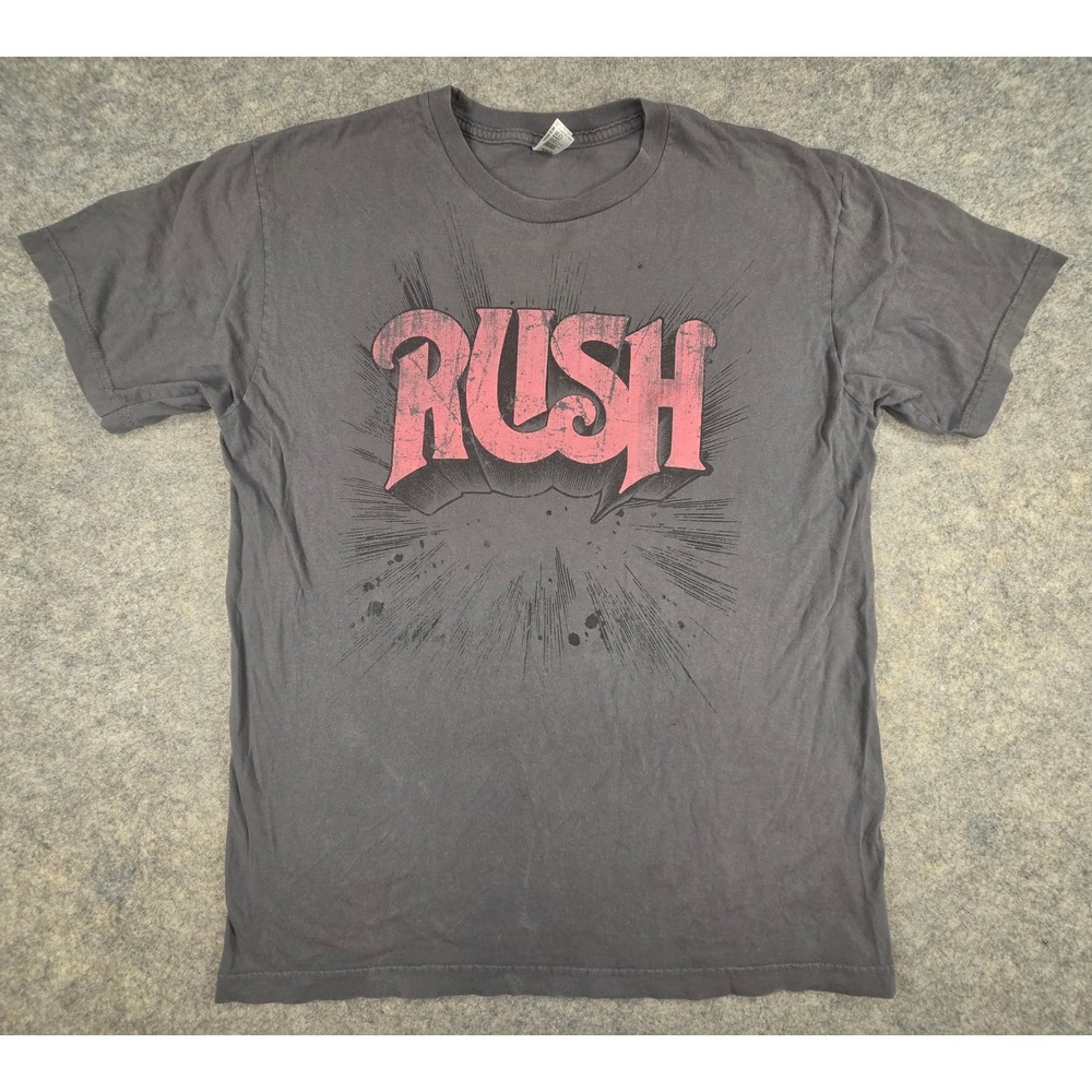 Rush Band T Shirt Mens Large Gray Pink Graphic Logo American Apparel Cotton